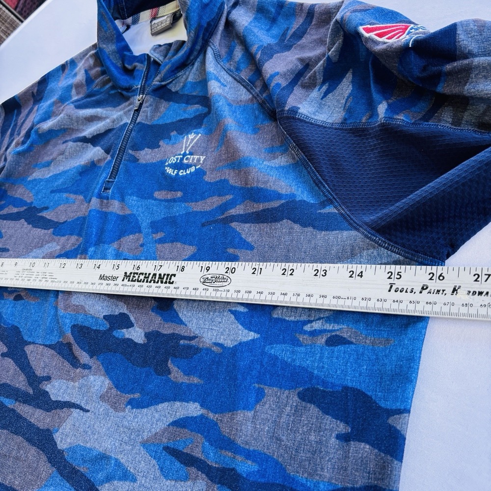 Puma Volition Golf 1/4 Zip Pullover XL Blue Camo Lost City Club USA Flag - Picture 8 of 11